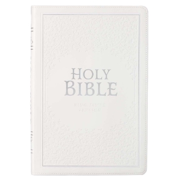 Mostrar detalles de White Faux Leather Large Print Thinline King James Version Bible with Thumb Index Imagen de White Faux Leather Large Print Thinline King James Version Bible with Thumb Index
