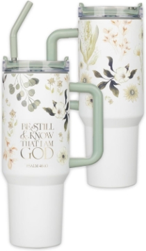 Mostrar detalles de Be Still Teal Meadow 40 Oz Tumbler with Reusable Straw - Psalm 46:10 Imagen de Be Still Teal Meadow 40 Oz Tumbler with Reusable Straw - Psalm 46:10