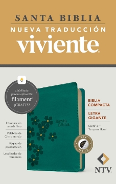 Mostrar detalles de Biblia compacta NTV, letra gigante con Filament (SentiPiel, Turquesa floral, Letra Roja, Con índice) Imagen de Biblia compacta NTV, letra gigante con Filament (SentiPiel, Turquesa floral, Letra Roja, Con índice)
