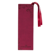 Imagen de His Grace is Enough Faux Leather Bookmark in Pink Plums - 2 Corinthians 12:9