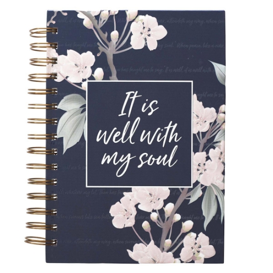 Imagen de It Is Well Large Wirebound Journal in Navy