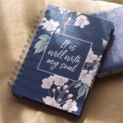 Imagen de It Is Well Large Wirebound Journal in Navy