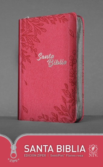 Imagen de Santa Biblia NTV, Edicion ziper (Semipiel Flores Rosa)