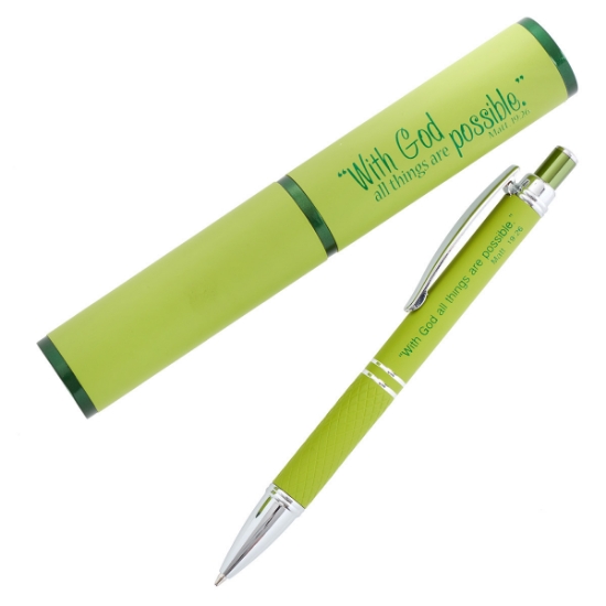 Imagen de All Things Possible, Green - Matthew 19:26 Gift Pen in Case