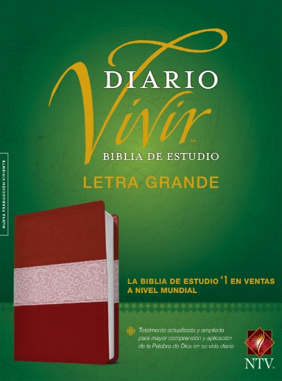 Imagen de Biblia de estudio del diario vivir NTV, letra grande (Semipiel, Vino tinto - Rosa)