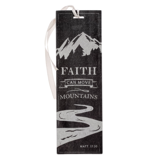 Imagen de Faith Can Move Mountains Gray Multi-Layered Premium Bookmark - Matthew 17:20