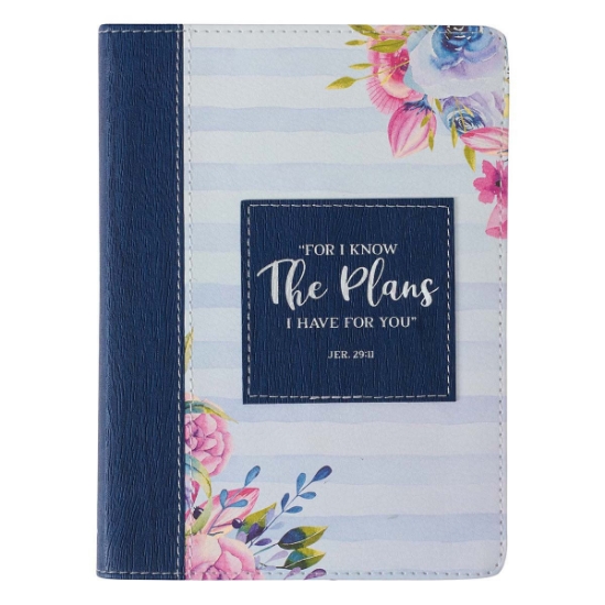 Imagen de I Know The Plans Striped Faux Leather Handy-Sized Journal - Jeremiah 29:11