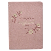 Imagen de Sufficient Grace Pearlescent Dusty Rose Faux Leather Classic Journal - 2 Corinthians 12:9
