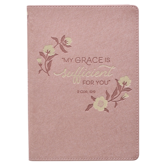 Imagen de Sufficient Grace Pearlescent Dusty Rose Faux Leather Classic Journal - 2 Corinthians 12:9