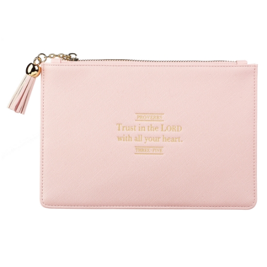 Imagen de Trust in the Lord LuxLeather Pouch in Blush - Proverbs 3:5