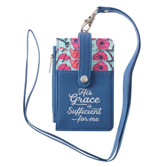 Imagen de His Grace is Sufficient Faux Leather ID Card Holder