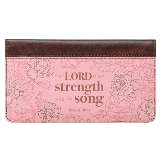 Imagen de My Strength and My Song Pink Rose Faux Leather Checkbook Cover– Psalm 118:14