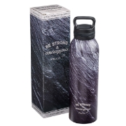 Imagen de Strong & Courageous Black Stone Stainless Steel Water Bottle - Joshua 1:9