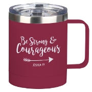 Imagen de Be Strong & Courageous Very Berry Camp Style Stainless Steel Mug - Joshua 1:9