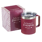 Imagen de Be Strong & Courageous Very Berry Camp Style Stainless Steel Mug - Joshua 1:9