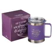 Imagen de Strength & Dignity Purple Camp-style Stainless Steel Mug - Proverbs 31:25