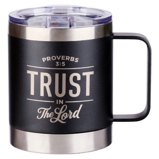 Imagen de Trust in the LORD Black Camp-style Stainless Steel Mug - Proverbs 3:5