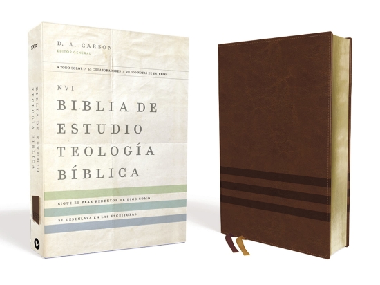 Imagen de NVI Biblia de Estudio, Teologia Biblica, Leathersoft, Cafe, Interior a cuatro colores