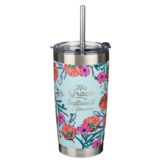 Imagen de His Grace Stainless Steel Travel Mug With Reusable Stainless Steel Straw