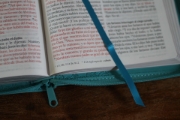 Imagen de Biblia RVR1960 letra grande. Simil piel aguamarina, cremallera, tamaño manual