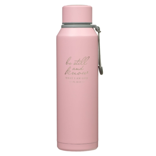 Imagen de Be Still Pink Stainless Steel Water Bottle - Psalm 46:10