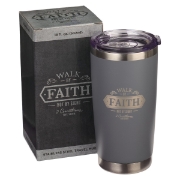 Imagen de Walk By Faith Gray Stainless Steel Mug - 2 Corinthians 5:7