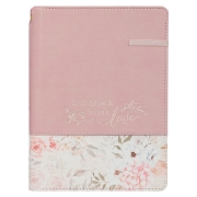 Imagen de Done in Love Pink Floral Classic Journal with Elastic Closure and Pen Holder - 1 Corinthians 16:14