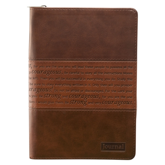 Imagen de Strong and Courageous Zippered Classic LuxLeather Journal - Joshua 1:5-7