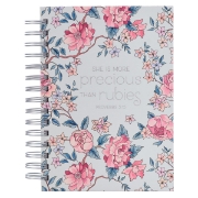 Imagen de More Precious Than Rubies Pink Floral Wirebound Journal - Proverbs 5:13