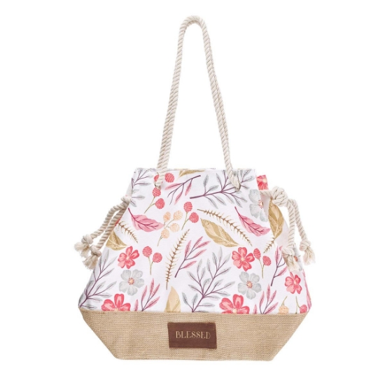 Imagen de Blessed Canvas Tote with Rope Handles