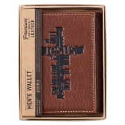 Imagen de Names of Jesus Classic Brown Full Grain Leather Trifold Wallet