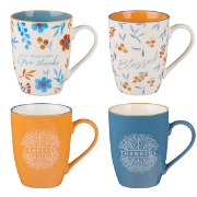 Imagen de Give Thanks Blue and Orange Ceramic Mug Set - 1 Thessalonians 5:18