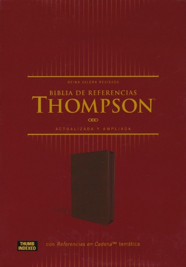 Imagen de Reina Valera Revisada, Biblia de Referencia Thompson, Leathersoft, Café, Palabras de Jesús en rojo, con índice y cierre.