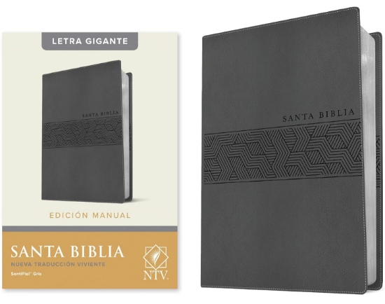 Imagen de Santa Biblia NTV, Edicion manual, letra gigante (SentiPiel, Gris, Letra Roja)