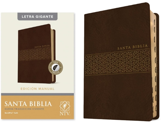 Imagen de Santa Biblia NTV, Edicion manual, letra gigante (SentiPiel, Cafe, Letra Roja) - Con indice