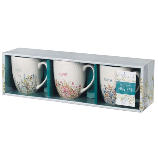 Imagen de Faith Hope and Love Petite Floral Mug Set