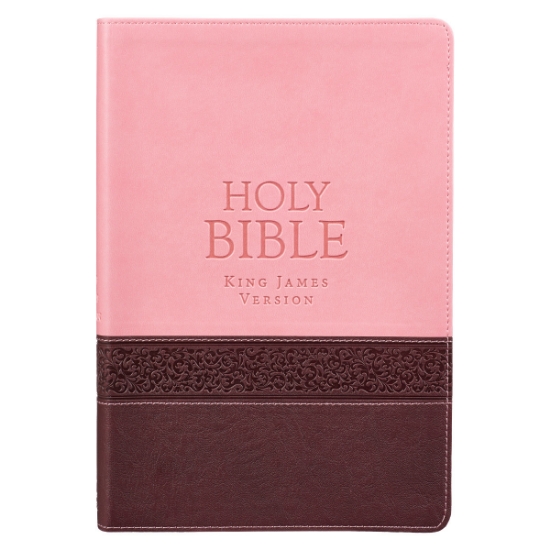 Imagen de Pink and Brown Large Print Faux Leather Thinline King James Version Bible
