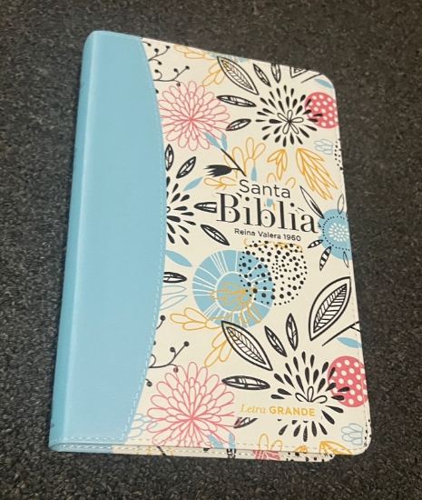 Imagen de Biblia RVR1960 Letra Grande Flexcover Multifloral Azul