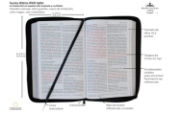 Imagen de Biblia Reina Valera 1960 letra grande. Símil piel negra, cremallera, tamaño manual
