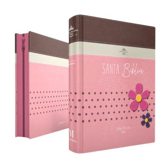 Imagen de Biblia RVR1960 Bolsillo Primor Café/Beige/Rosa con flores