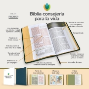 Imagen de Biblia de estudio Consejería para la vida, azul pizarra, símil piel, RVR 1960