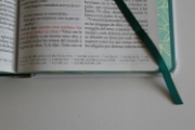 Imagen de Biblia RVR 1960 letra grande tamaño manual, tapa dura con flores blancas y cantos pintados