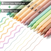 Imagen de Aesthetic Gel Highlighters and Pens No Bleed, 12 Pack