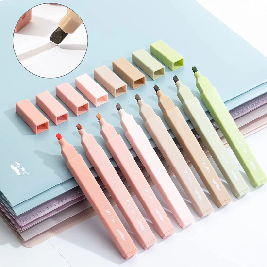 Imagen de Aesthetic Highlighters, 8 pcs, Chisel Tip, Boho Colors, No Bleed Bible Highlighter Pastel