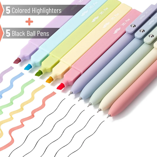 Imagen de Aesthetic Highlighters and Gel Pens, 10 Pack, Assorted Color Bible Highlighters No Bleed