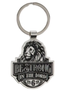 Imagen de Be Strong in the Lord Lion Silver Metal Keychain - Ephesians 6:10