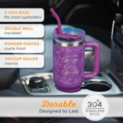 Imagen de New Mercies Purple Floral 40 oz Stainless Steel Tumbler with Straw - Lamentations 3:22-23