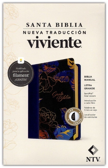 Imagen de Biblia manual NTV, letra grande con Filament (SentiPiel, Azul oscuro, Letra Roja, Con índice)