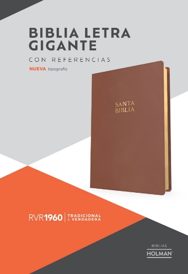 Imagen de RVR 1960 Biblia letra gigante, café madera, símil piel