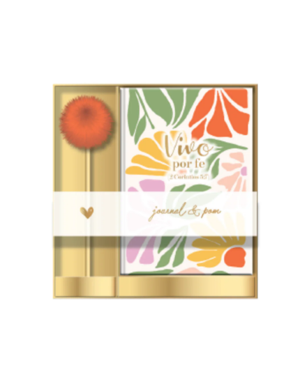 Imagen de Journal & bolígrafo pom pom | Vivo por fe